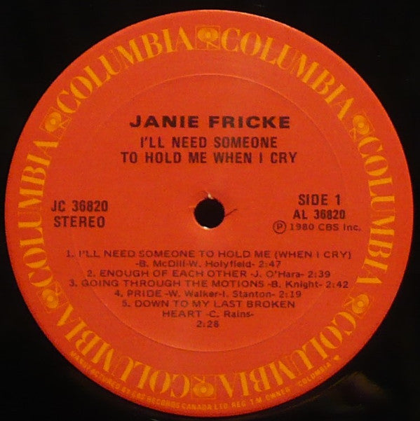 Janie Fricke : I'll Need Someone To Hold Me When I Cry (LP, Album)