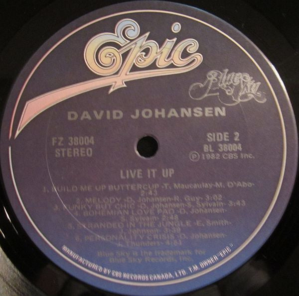 David Johansen : Live It Up (LP, Album)