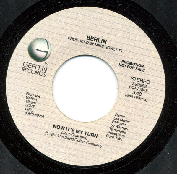 Berlin : Now It's My Turn (7", Promo, Styrene)