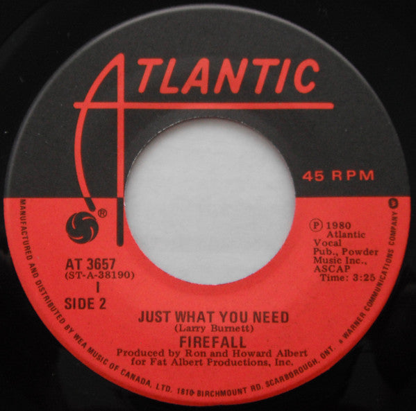 Firefall : Headed For A Fall / Just What You Need (7", Single)
