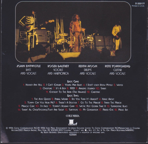 The Who : Live At The Isle Of Wight Festival 1970 (2xCD, Album, Club)