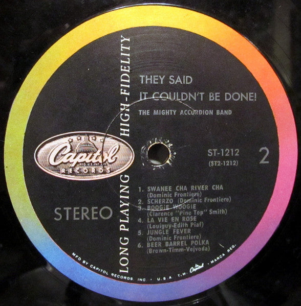 The Mighty Accordion Band : They Said It Couldn't Be Done (LP, Album, Scr)