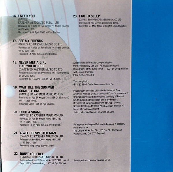 The Kinks : Kinda Kinks (CD, Album, Mono, RE, RM)