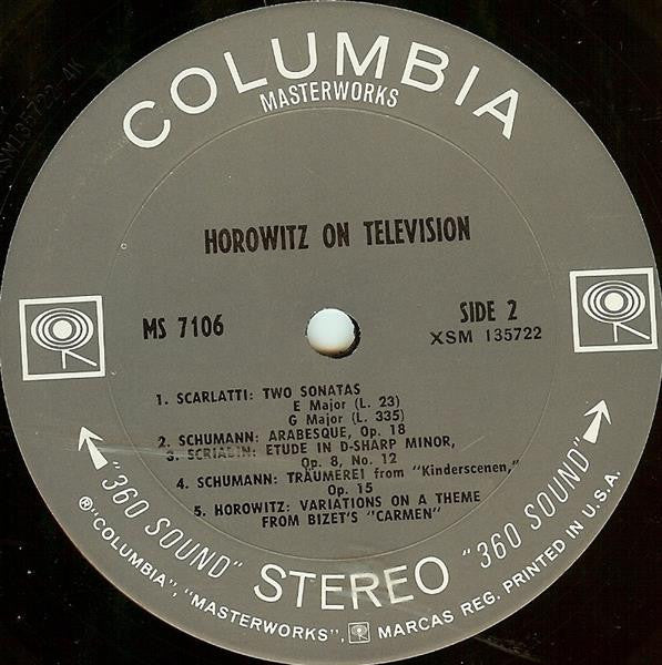 Horowitz* : Horowitz On Television (LP, Album)