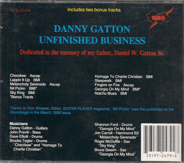 Danny Gatton : Unfinished Business (CD, Album, RE)