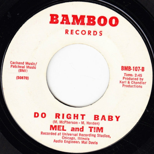 Mel & Tim : Backfield In Motion / Do Right Baby (7", Single)