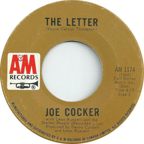 Joe Cocker With Leon Russell And The Shelter People : Space Captain / The Letter (7", Single)