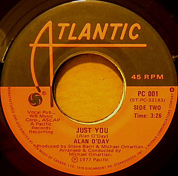 Alan O'Day : Undercover Angel / Just You (7", Single)