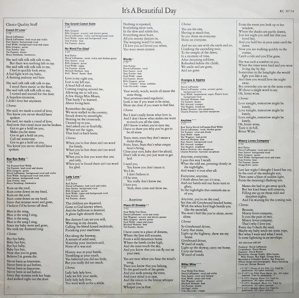 It's A Beautiful Day : Choice Quality Stuff / Anytime (LP, Album)