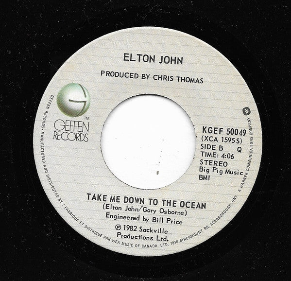 Elton John : Empty Garden (Hey Hey Johnny) / Take Me Down To The Ocean (7", Single)
