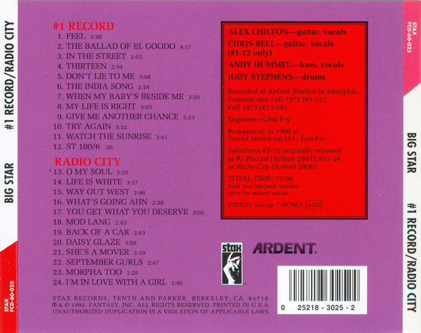 Big Star : #1 Record / Radio City (CD, Comp, Mono, RE, RM)