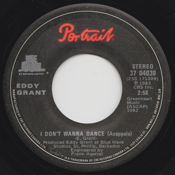Eddy Grant : I Don't Wanna Dance (7", Single)