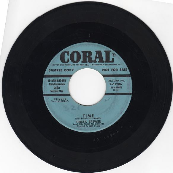 Teresa Brewer : My Sweetie Went Away / Time (7", Promo)