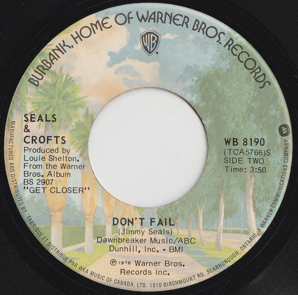 Seals & Crofts : Get Closer (7", Single)