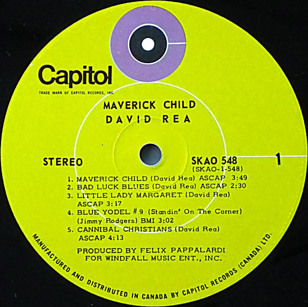 David Rea : Maverick Child (LP, Album, Gat)