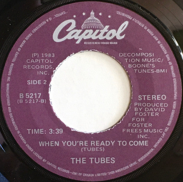 The Tubes : She's A Beauty / When You're Ready To Come (7", Single)