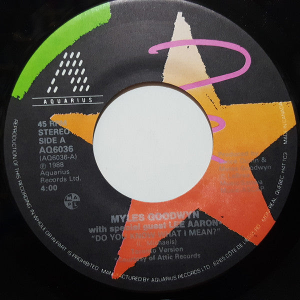 Myles Goodwyn Featuring Lee Aaron : Do You Know What I Mean? (7")