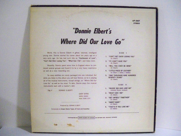 Donnie Elbert : Where Did Our Love Go (LP)