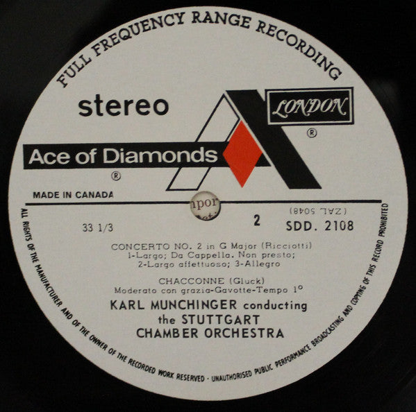 Pachelbel*, Gluck*, Corelli*, Ricciotti*, Stuttgart Chamber Orchestra*, Münchinger* : Kanon / Chacone / Concerto Grosso No 8 / Concerto No 2 (LP)
