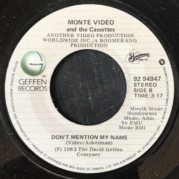 Monte Video & The Cassettes : Shoop Shoop Diddy Wop Cumma Cumma Wang Dang (7", Single)