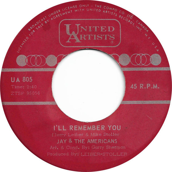 Jay & The Americans : Let's Lock The Door (And Throw Away The Key) (7")