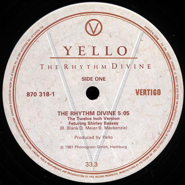 Yello Featuring Shirley Bassey : The Rhythm Divine (2x12")