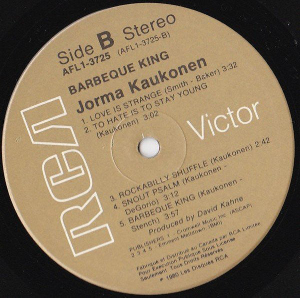 Jorma Kaukonen & Vital Parts : Barbeque King (LP, Album)