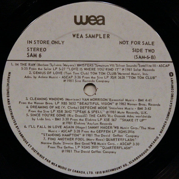 Various : WEA Sampler Volume 6 (LP, Comp, Promo, Smplr)