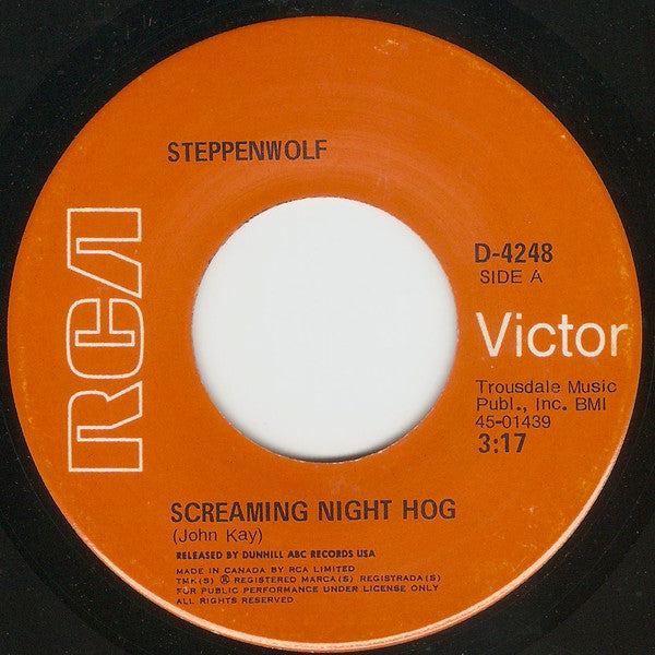 Steppenwolf : Screaming Night Hog / Spiritual Fantasy (7", Single)