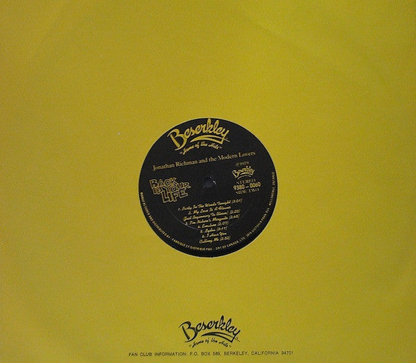 Jonathan Richman & The Modern Lovers : Back In Your Life (LP, Album)