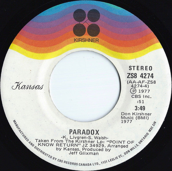 Kansas (2) : Dust In The Wind (7", Single)