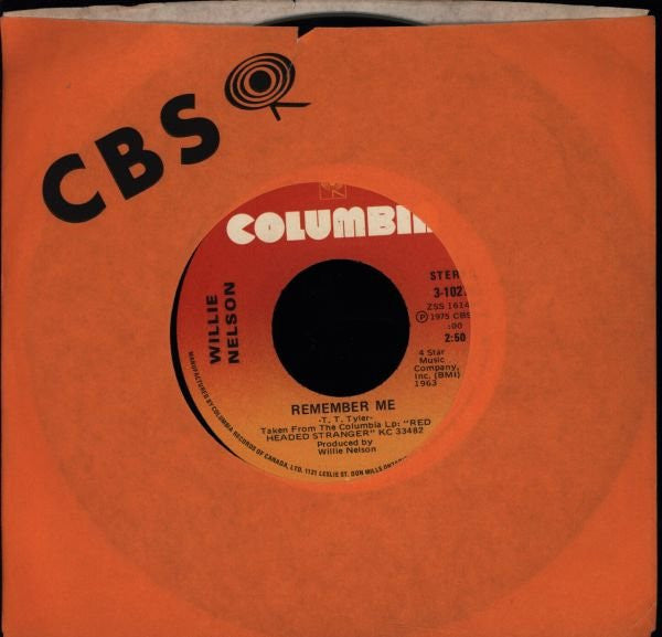 Willie Nelson : Remember Me / Time Of The Preacher (7")