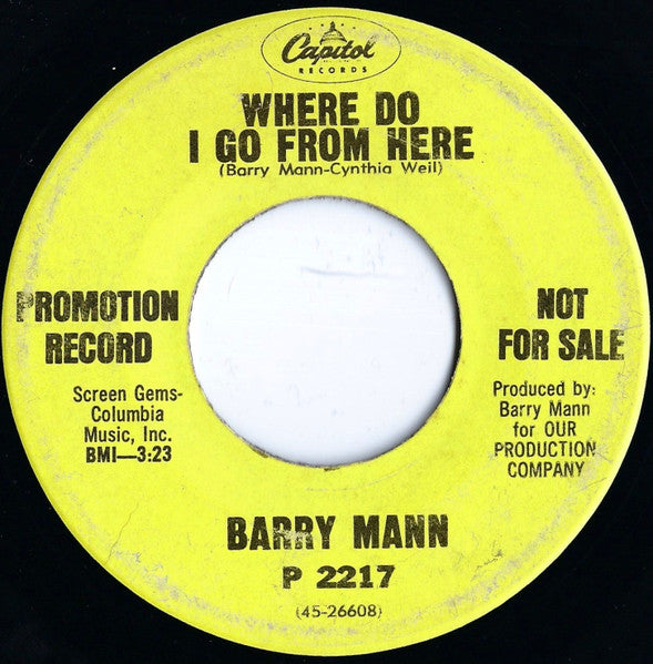 Barry Mann : I Just Can't Help Believin' (7", Single, Promo)