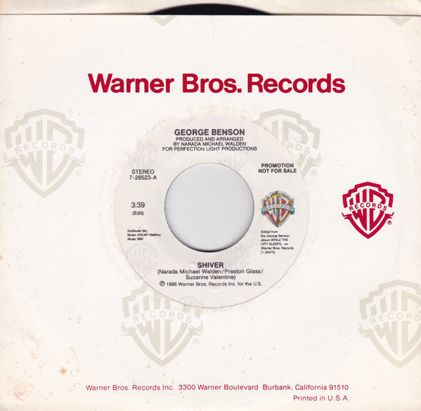 George Benson : Shiver (7", Promo, Styrene, All)