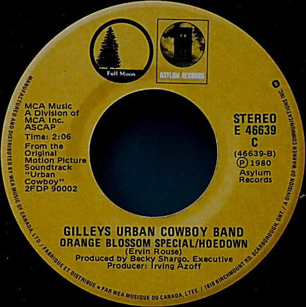 Joe Walsh / Gilley's "Urban Cowboy" Band : All Night Long / Orange Blossom Special / Hoedown (7", Single)