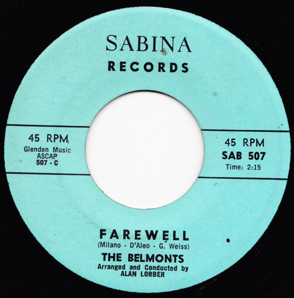 The Belmonts : Diddle-Dee-Dum (What Happens When Your Love Has Gone) / Farewell (7")