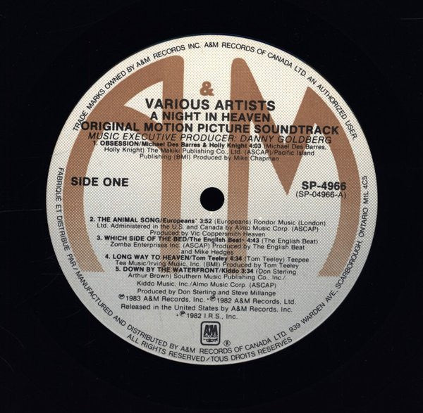 Various : A Night In Heaven (The Original Motion Picture Soundtrack) (LP, Album)