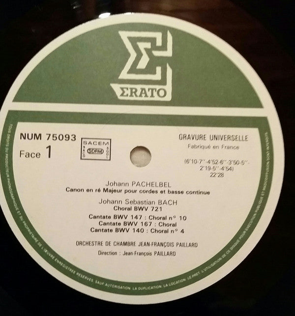 Johann Pachelbel / Tomaso Albinoni - Orchestre De Chambre Jean-François Paillard : Canon ⁄ Adagio (LP, Album)