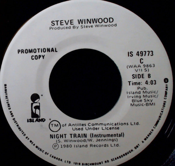 Steve Winwood : Night Train (7", Single, Promo)