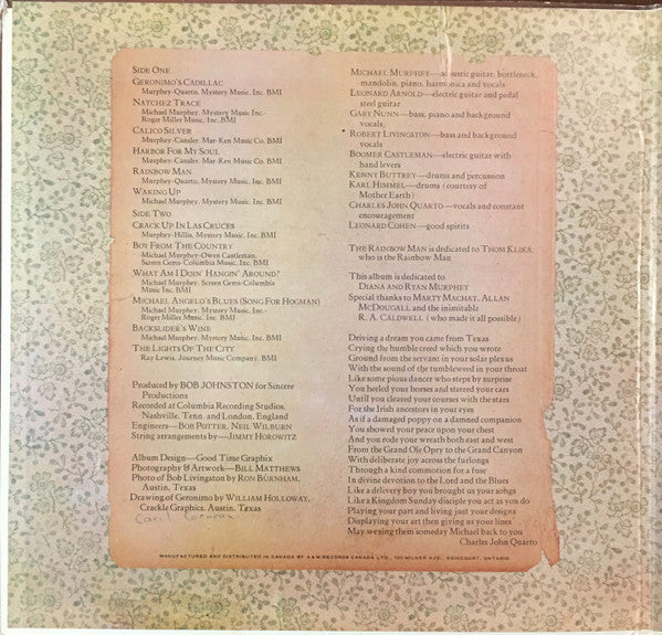 Michael Murphey* : Geronimo's Cadillac (LP, Album, Gat)