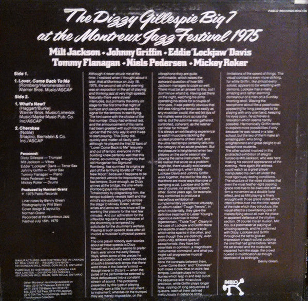 The Dizzy Gillespie Big 7 : The Dizzy Gillespie Big 7 At The Montreux Jazz Festival 1975 (LP, Album)