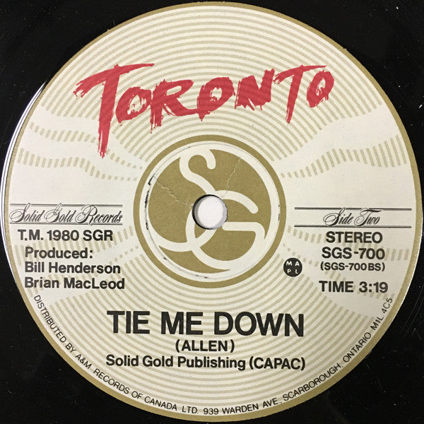 Toronto (4) : Even The Score (7", Single)
