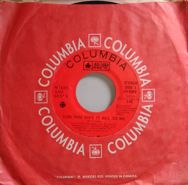 Myles and Lenny : Can You Give It All To Me (7", Single)