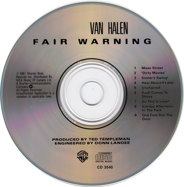 Van Halen : Fair Warning (CD, Album, RE)