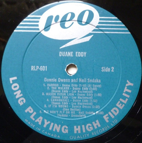 Duane Eddy With Guest Artists Donnie Owens and Neil Sedaka : Duane Eddy's Twangy Guitar (LP, Comp, Mono)