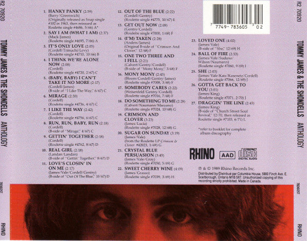 Tommy James & The Shondells : Anthology (CD, Comp, Club)