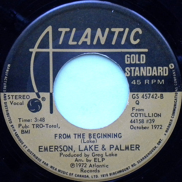 Emerson, Lake & Palmer : Lucky Man / From The Beginning (7")
