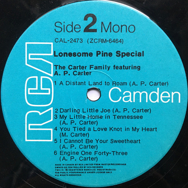 The Carter Family Featuring A. P. Carter : Lonesome Pine Special (LP, Comp, Mono, RM)