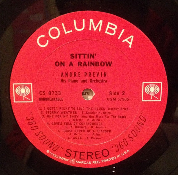 André Previn , His Piano And André Previn And His Orchestra : Sittin' On A Rainbow - The Music Of Harold Arlen (LP, Album)