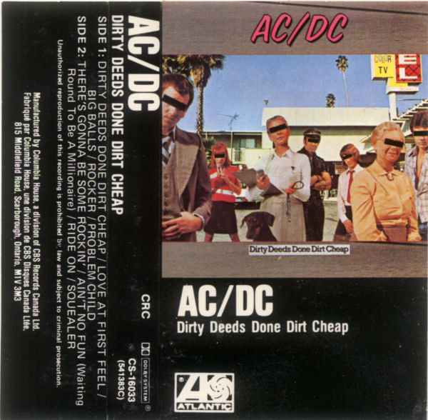 AC/DC : Dirty Deeds Done Dirt Cheap (Cass, Album, Club, RE, Dol)